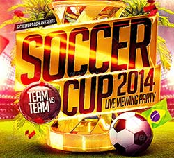 巴西足球杯海报/传单模板：Brazil Soccer Cup 2014 Football Flyer